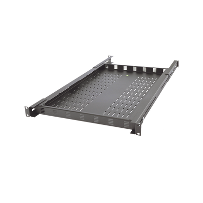 Charola Ventilada para Soportar Equipos en Rack, Profundidad Ajustable de 495 a 965 mm, 1U, Color Negro
