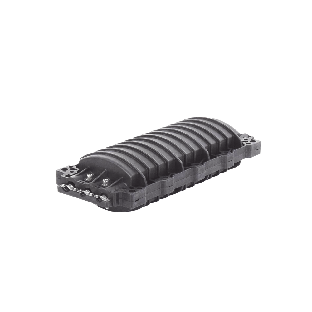Caja de Distribución de Fibra Óptica Horizontal, hasta 96 Empalmes, Exterior IP68, 3 Puertos de Entrada y Salida