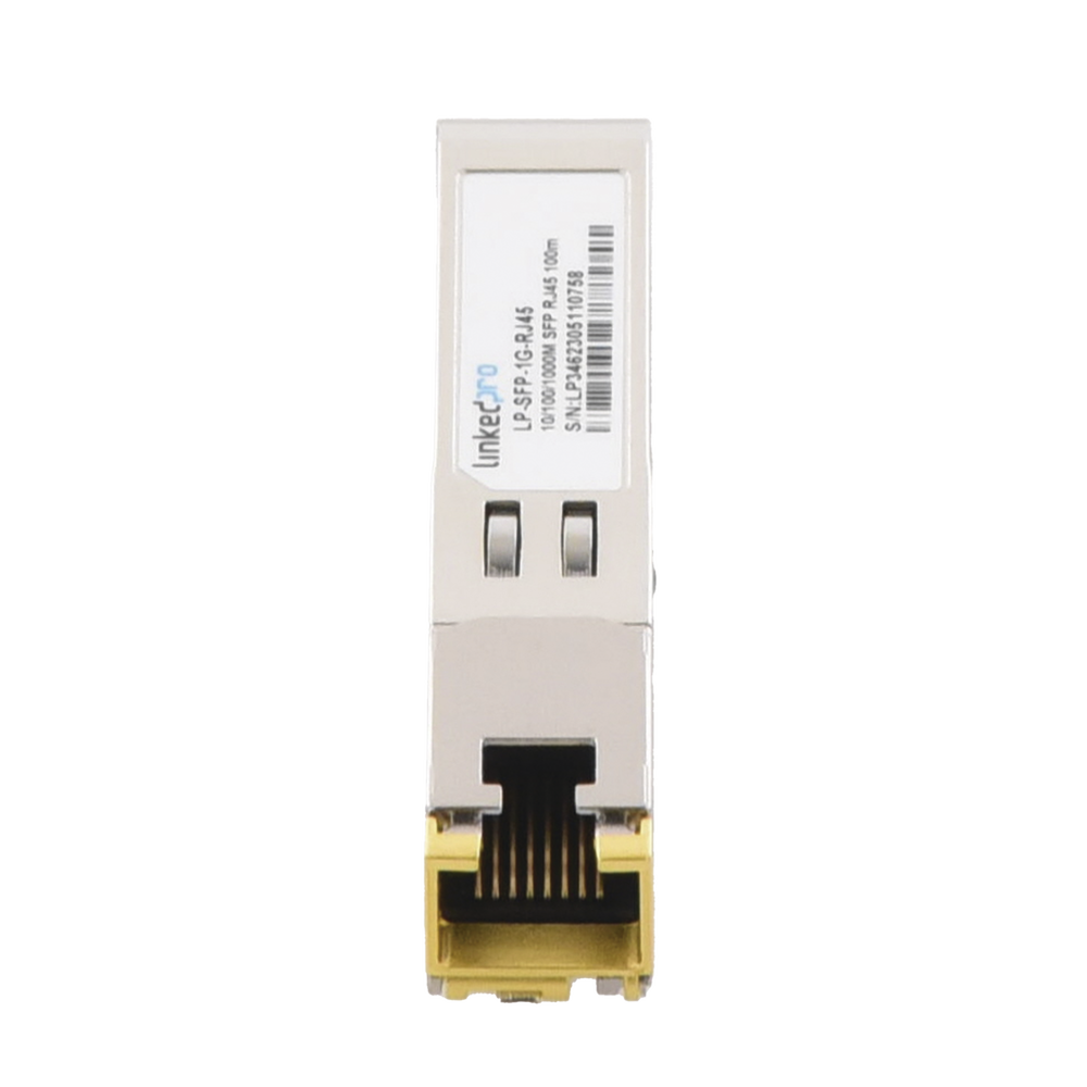 Transceptor Óptico SFP a RJ45 / Auto negociación 10/100/1000 Mbps / Conector RJ45 / 1000BASE-T / Distancia de hasta 100 m.