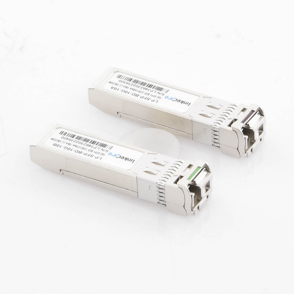 Transceptores Ópticos Bidireccionales SFP+ (Mini-Gbic) / Monomodo 1270 & 1330 nm / 10 Gbps / 10GBASE-BX / Conector LC/UPC Simplex / DDM / Hasta 10 km / 2 Piezas