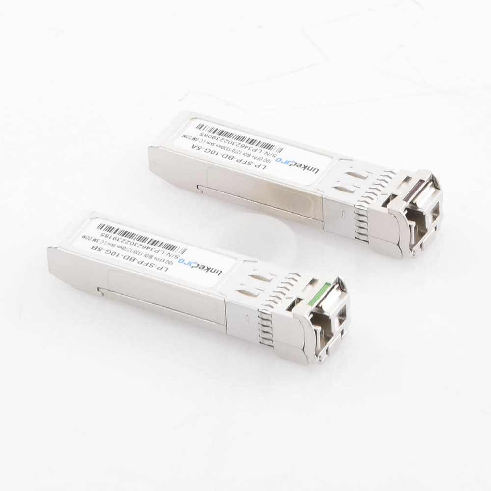 Transceptores Ópticos Bidireccionales SFP+ (Mini-Gbic) / Monomodo 1270 & 1330 nm / 10 Gbps / 10GBASE-BX / Conector LC/UPC Simplex / DDM / Hasta 5 km / 2 Piezas