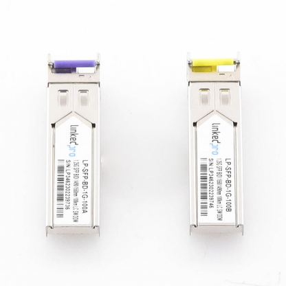 Transceptores Ópticos Bidireccionales SFP (Mini-Gbic) / Monomodo 1490 & 1550 nm / 1.25 Gbps / 1000BASE-BX / Conector LC/UPC Simplex / DDM / Hasta 100 km / 2 Piezas