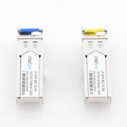 Transceptores Ópticos Bidireccionales SFP (Mini-Gbic) / Monomodo 1310 & 1550 nm / 1.25 Gbps / 1000BASE-BX / Conector LC/UPC Simplex / DDM / Hasta 5 km / 2 Piezas