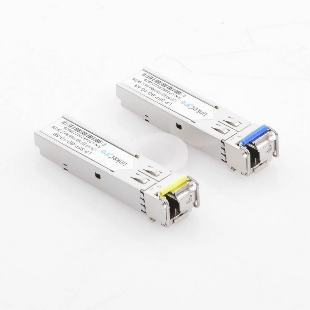 Transceptores Ópticos Bidireccionales SFP (Mini-Gbic) / Monomodo 1310 & 1550 nm / 1.25 Gbps / 1000BASE-BX / Conector LC/UPC Simplex / DDM / Hasta 5 km / 2 Piezas