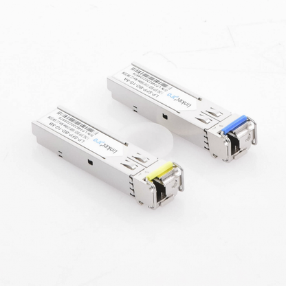 Transceptores Ópticos Bidireccionales SFP (Mini-Gbic) / Monomodo 1310 & 1550 nm / 1.25 Gbps / 1000BASE-BX / Conector LC/UPC Simplex / DDM / Hasta 5 km / 2 Piezas