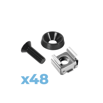 Juego de 48 Tornillos con 48 Arandelas y 48 Tuercas Enjauladas para Rack LINKED PRO
