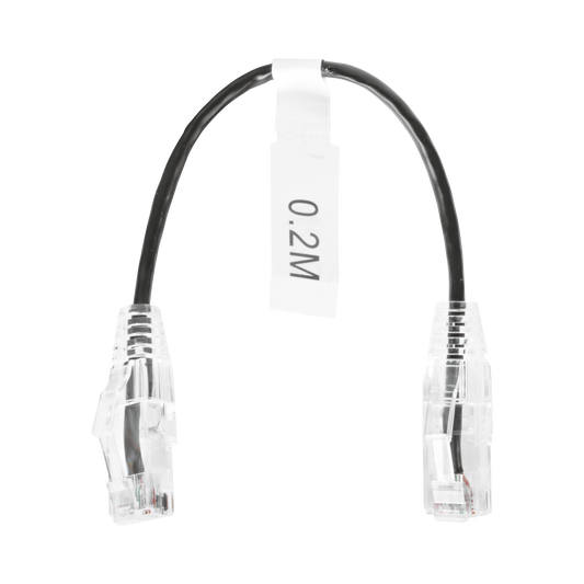 Cable de Parcheo Slim UTP Cat6 - 20 cm (7.87 Pulgadas) Negro Diámetro Reducido (28 AWG)