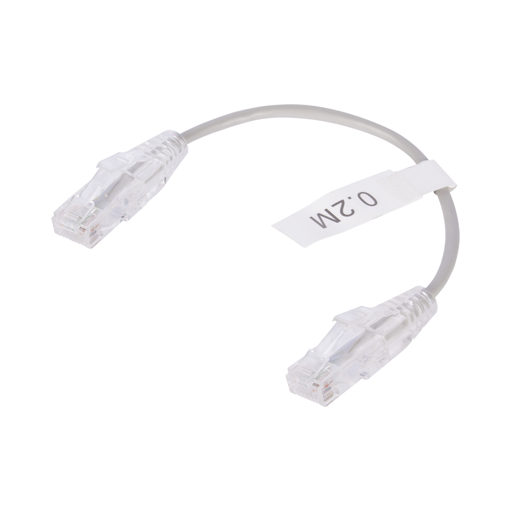 Cable de Parcheo Slim UTP Cat6 - 20 cm (7.87 Pulgadas) Gris Diámetro Reducido (28 AWG)