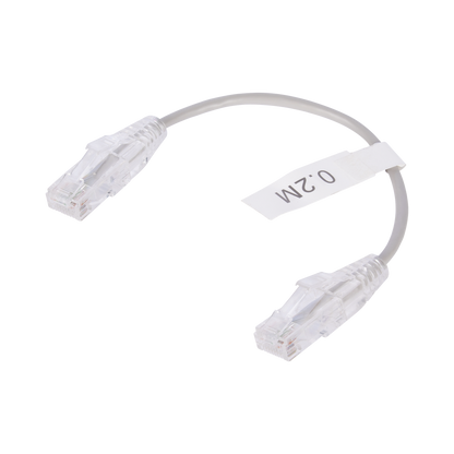 Cable de Parcheo Slim UTP Cat6 - 20 cm (7.87 Pulgadas) Gris Diámetro Reducido (28 AWG)