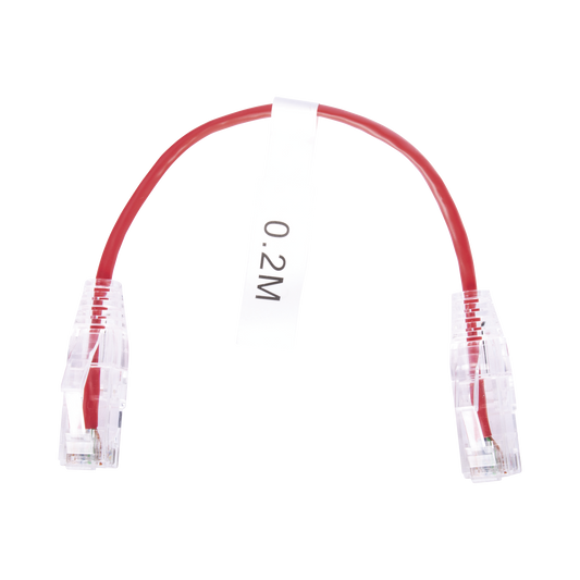 Cable de Parcheo Slim UTP Cat6 - 20 cm (7.87 Pulgadas) Rojo Diámetro Reducido (28 AWG)
