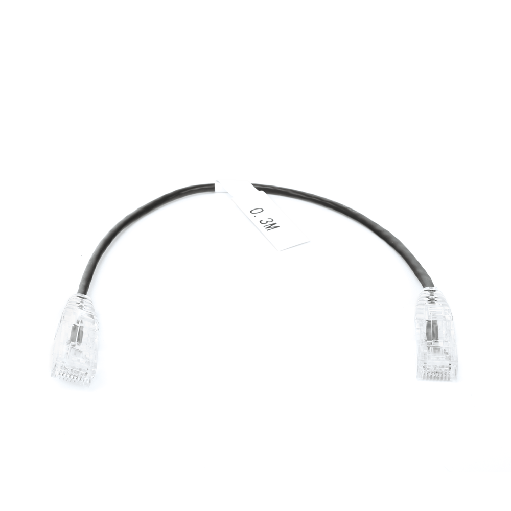 Cable de Parcheo Slim UTP Cat6 - 30 cm (11.81 Pulgadas) Negro Diámetro Reducido (28 AWG)