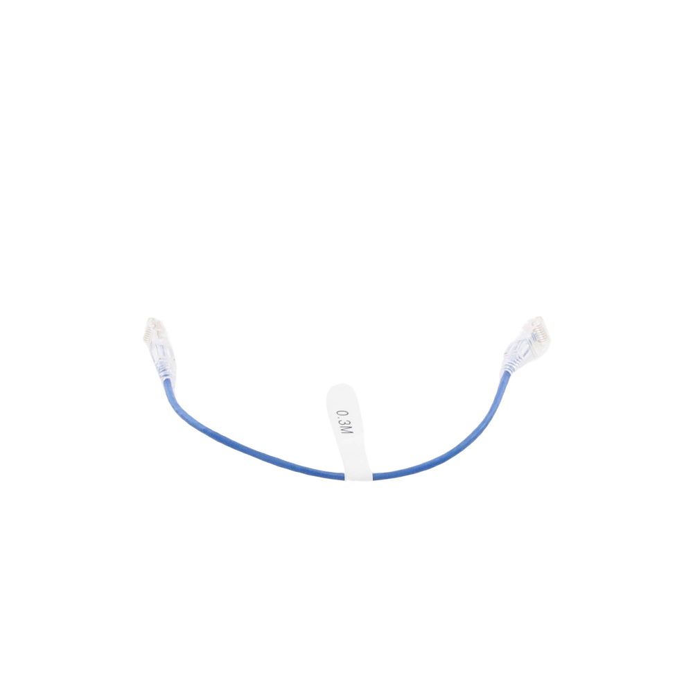 Cable de Parcheo Slim UTP Cat6 - 30 cm (11.81 Pulgadas) Azul Diámetro Reducido (28 AWG)