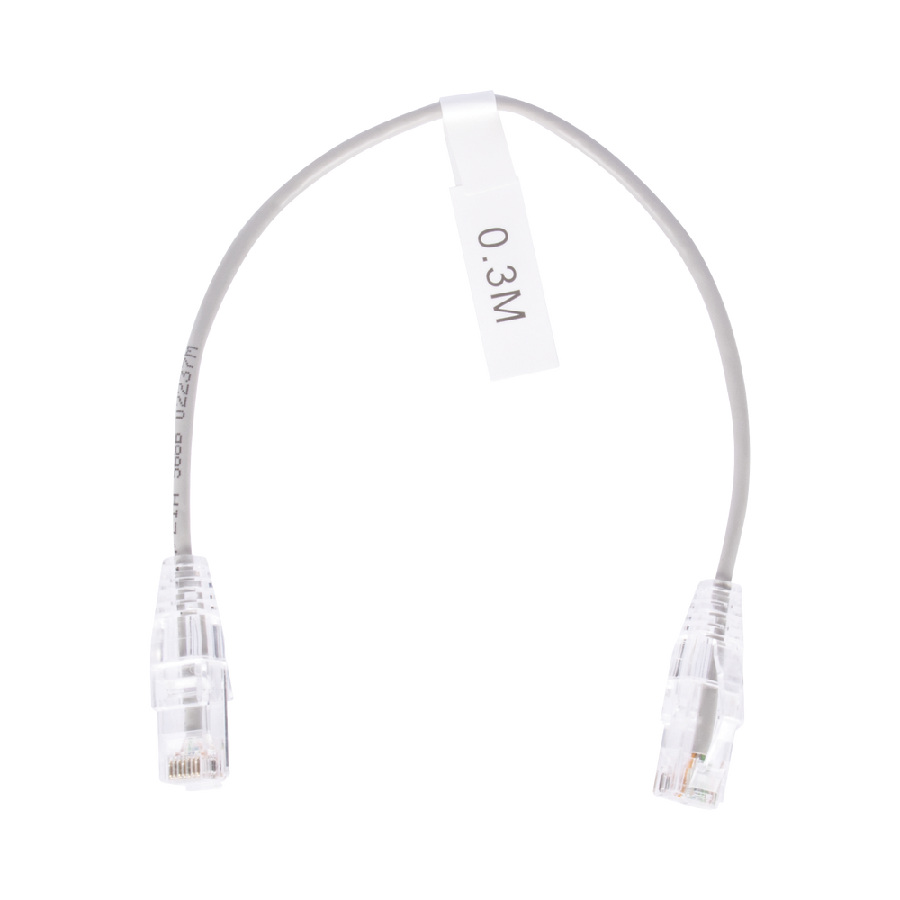 Cable de Parcheo Slim UTP Cat6 - 30 cm (11.81 Pulgadas) Gris Diámetro Reducido (28 AWG)