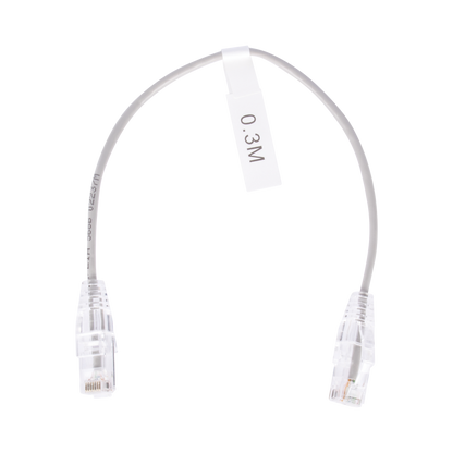 Cable de Parcheo Slim UTP Cat6 - 30 cm (11.81 Pulgadas) Gris Diámetro Reducido (28 AWG)