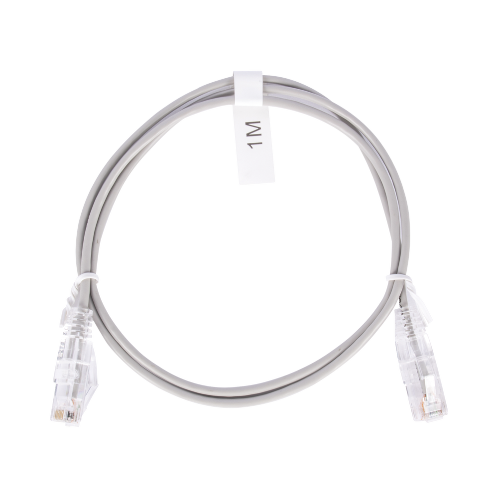 Cable de Parcheo Slim UTP Cat6 - 1 Metro (3.28 Pies), Gris, Diámetro Reducido (28 AWG)