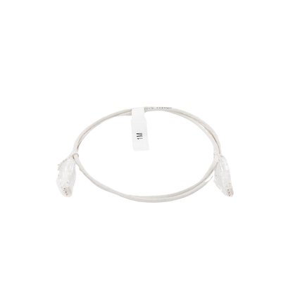 Cable de Parcheo Slim UTP Cat6 - 1 Metro (3.28 Pies), Blanco, Diámetro Reducido (28 AWG)