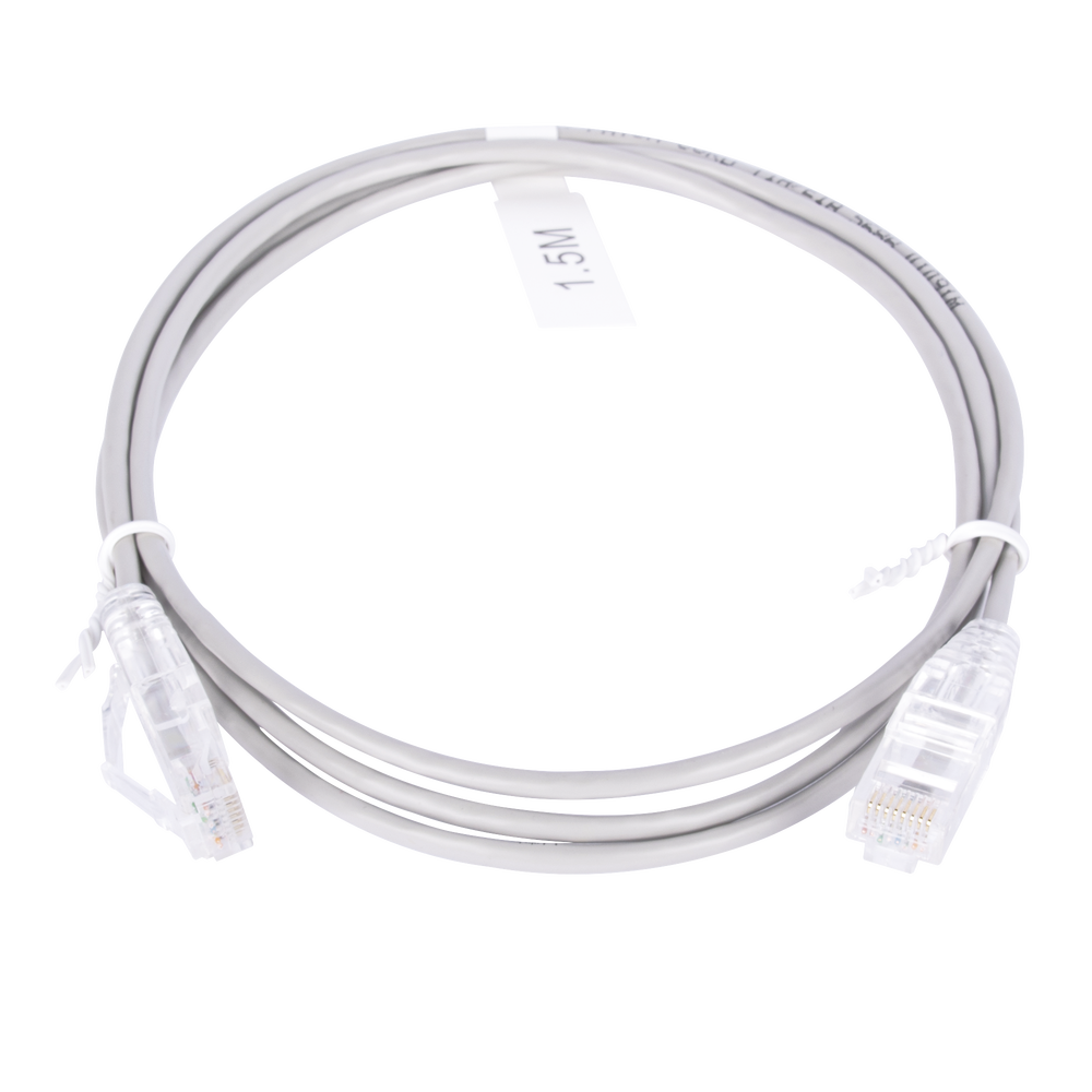 Cable de Parcheo Slim UTP Cat6 - 1.5 Metros (4.92 Pies) Gris Diámetro Reducido (28 AWG)