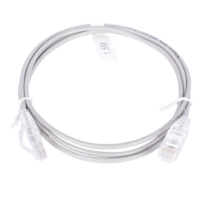 Cable de Parcheo Slim UTP Cat6 - 1.5 Metros (4.92 Pies) Gris Diámetro Reducido (28 AWG)
