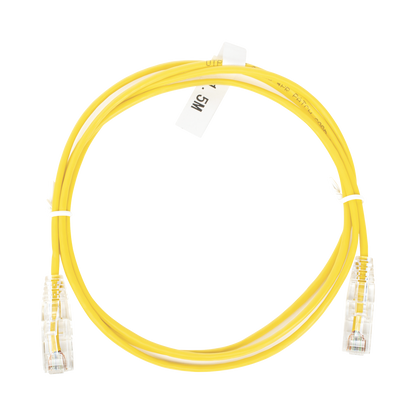 Cable de Parcheo Slim UTP Cat6 - 1.5 Metros (4.92 Pies) Amarillo Diámetro Reducido (28 AWG)