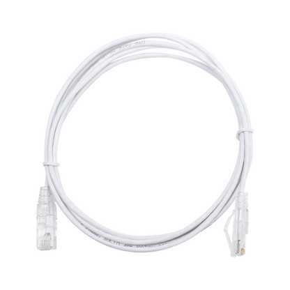 Cable de Parcheo Slim UTP Cat6 - 2 Metros (6.56 Pies) Blanco Diámetro Reducido (28 AWG)