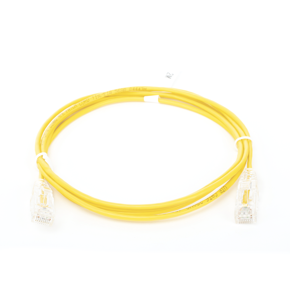 Cable de Parcheo Slim UTP Cat6 - 2 Metros (6.56 Pies) Amarillo Diámetro Reducido (28 AWG)