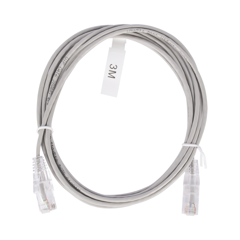 Cable de Parcheo Slim UTP Cat6 - 3 Metros (9.84 Pies) Gris Diámetro Reducido (28 AWG)