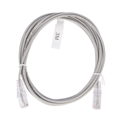 Cable de Parcheo Slim UTP Cat6 - 3 Metros (9.84 Pies) Gris Diámetro Reducido (28 AWG)