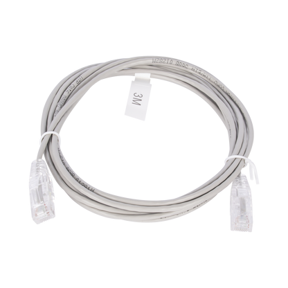 Cable de Parcheo Slim UTP Cat6 - 3 Metros (9.84 Pies) Gris Diámetro Reducido (28 AWG)