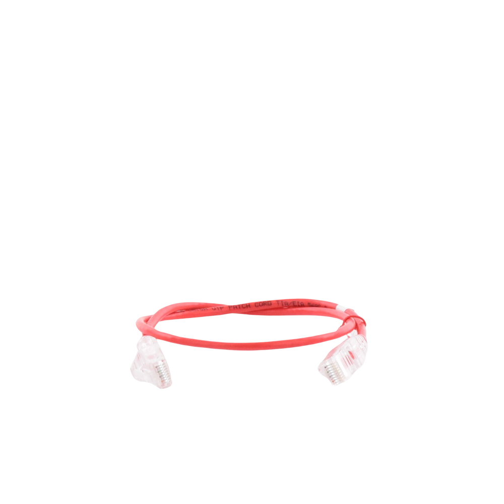 Cable de Parcheo Slim UTP Cat6A - 0.5 Metros (1.64 Pies) Rojo, Diámetro Reducido (28 AWG)