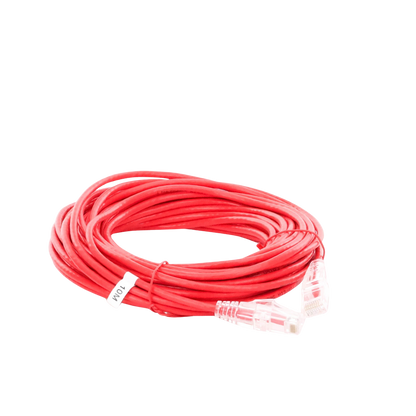 Cable de Parcheo Slim UTP Cat6A - 10 Metros (32.81 Pies) Rojo Diámetro Reducido (28 AWG)