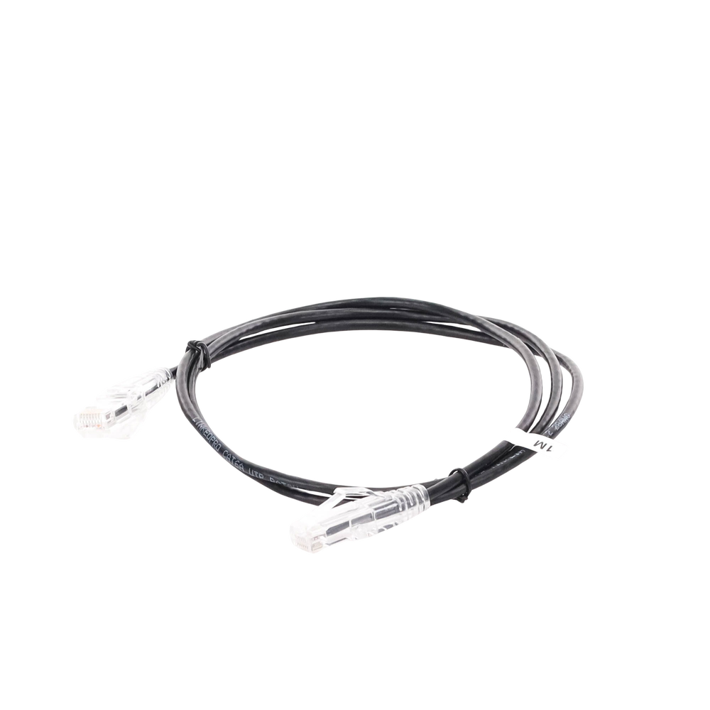 Cable de Parcheo Slim UTP Cat6A - 1 Metro (3.28 Pies) Negro, Diámetro Reducido (28 AWG)