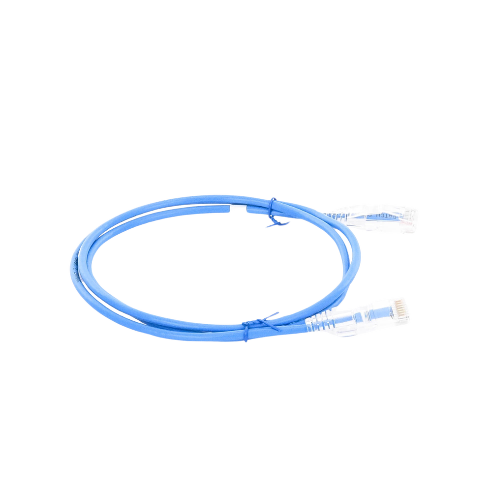 Cable de Parcheo Slim UTP Cat6A - 1 Metro (3.28 Pies) Azul, Diámetro Reducido (28 AWG)