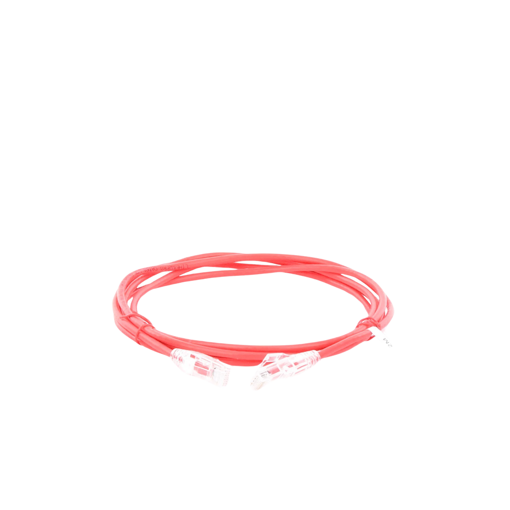 Cable de Parcheo Slim UTP Cat6A - 2 Metros (6.56 Pies) Rojo, Diámetro Reducido (28 AWG)