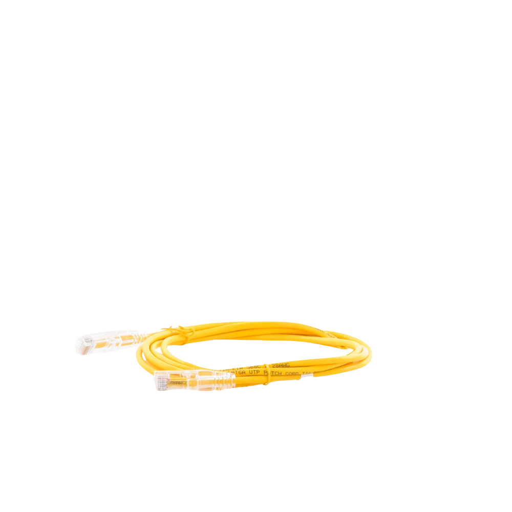 Cable de Parcheo Slim UTP Cat6A - 2 Metros (6.56 Pies) Amarillo, Diámetro Reducido (28 AWG)
