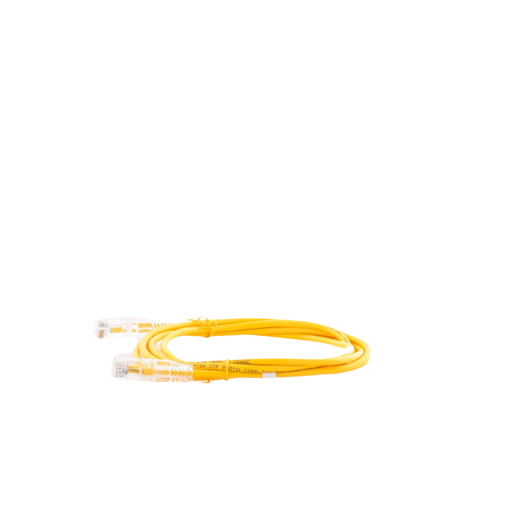 Cable de Parcheo Slim UTP Cat6A - 2 Metros (6.56 Pies) Amarillo, Diámetro Reducido (28 AWG)