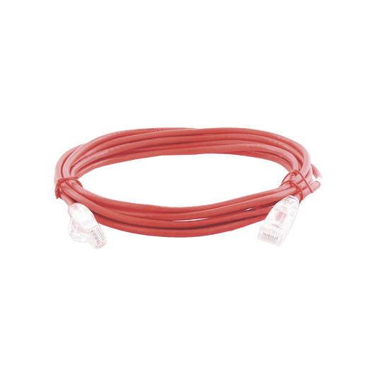 Cable de Parcheo Slim UTP Cat6A - 3 Metros (9.84 Pies) Rojo, Diámetro Reducido (28 AWG)
