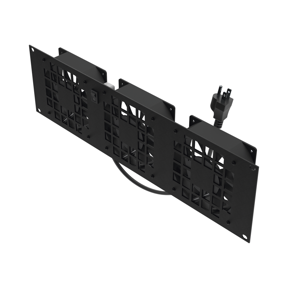 Kit de 3 Ventilador 110 Vca (12 x 12 cm) con Clavija 5-15P. Para instalación en Postes Rack