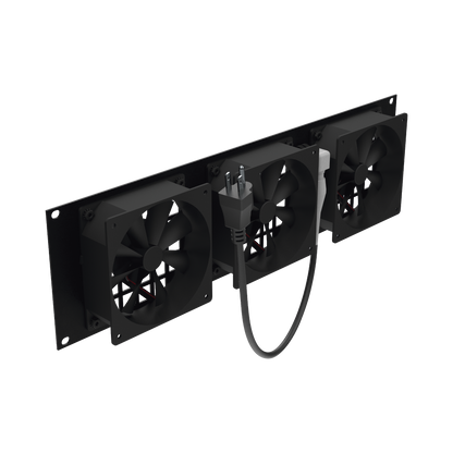 Kit de 3 Ventilador 110 Vca (12 x 12 cm) con Clavija 5-15P. Para instalación en Postes Rack