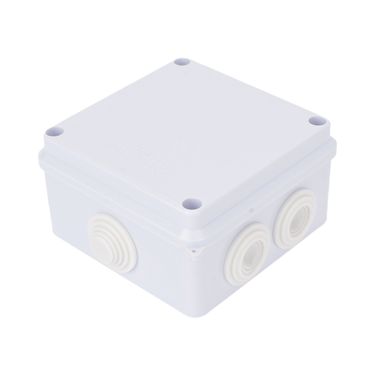 Caja de Conexiones Impermeable IP65, 7 Entradas, Dimensiones 100 x 100 x 70 mm, para Instalaciones Industriales, Comerciales y Residenciales, Incluye Tornillería para su Instalación