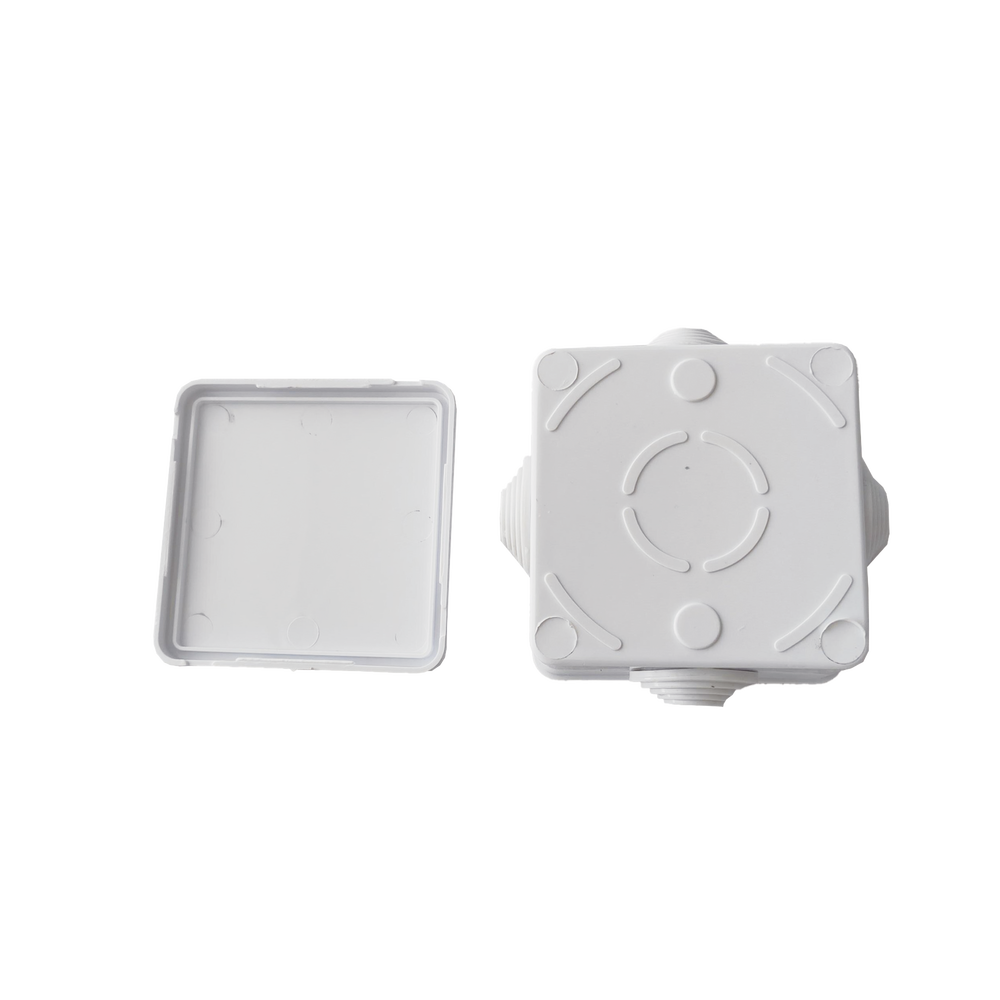 Caja de Conexiones Impermeable IP55 con 4 Entradas, 80 x 80 x 50 mm, para Instalaciones Industriales, Comerciales y Residenciales, Incluye Tornillería para su Instalación