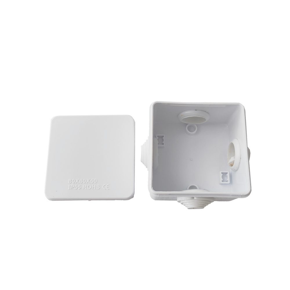 Caja de Conexiones Impermeable IP55 con 4 Entradas, 80 x 80 x 50 mm, para Instalaciones Industriales, Comerciales y Residenciales, Incluye Tornillería para su Instalación