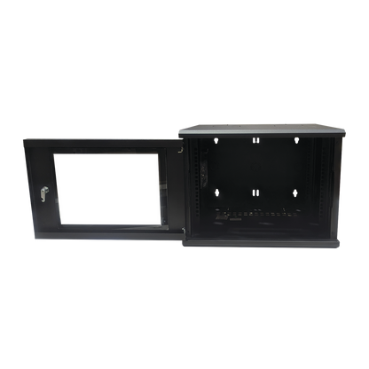 Gabinete de Montaje en Pared, Con Puerta de Cristal, de 19in, 6UR, Color Negro