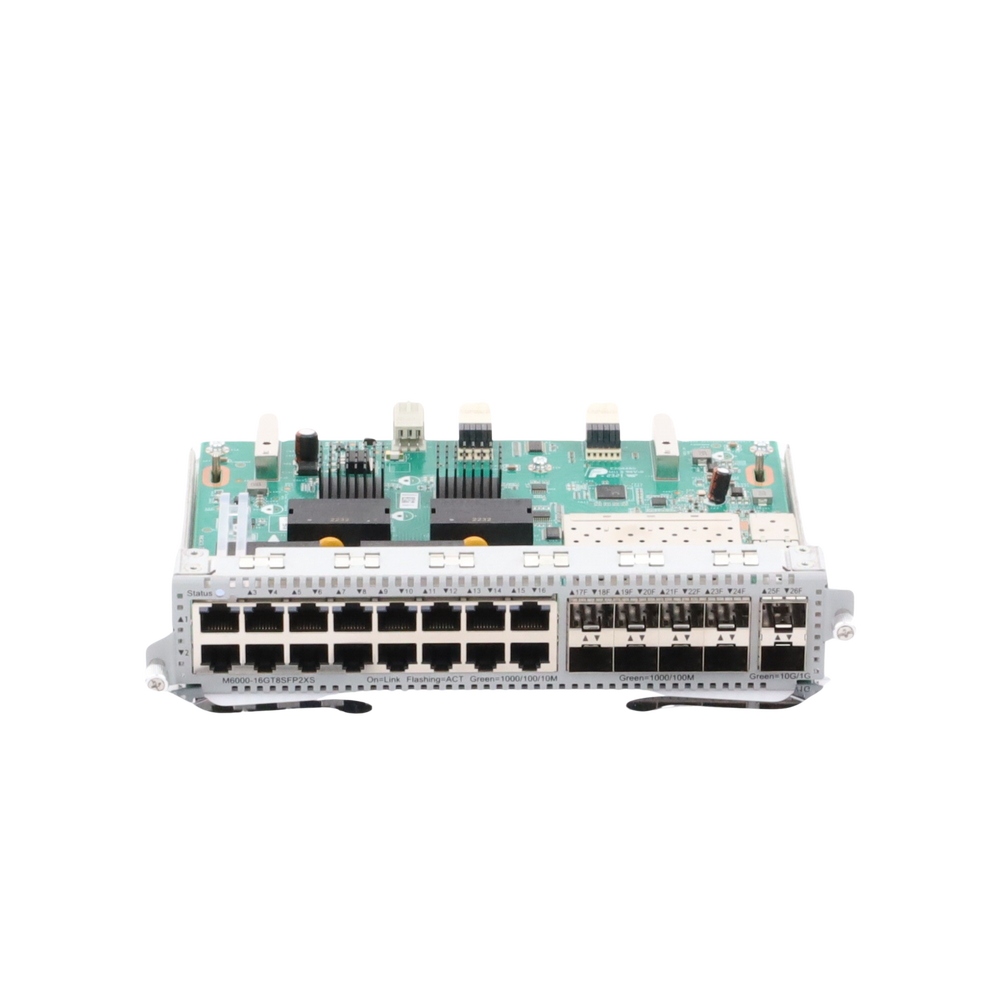 Tarjeta de Red con 16 puertos RJ45 1Gb, 8 puertos SFP 1Gb y 2 puertos SFP+ 10Gb para Chasis RG-NBS6002