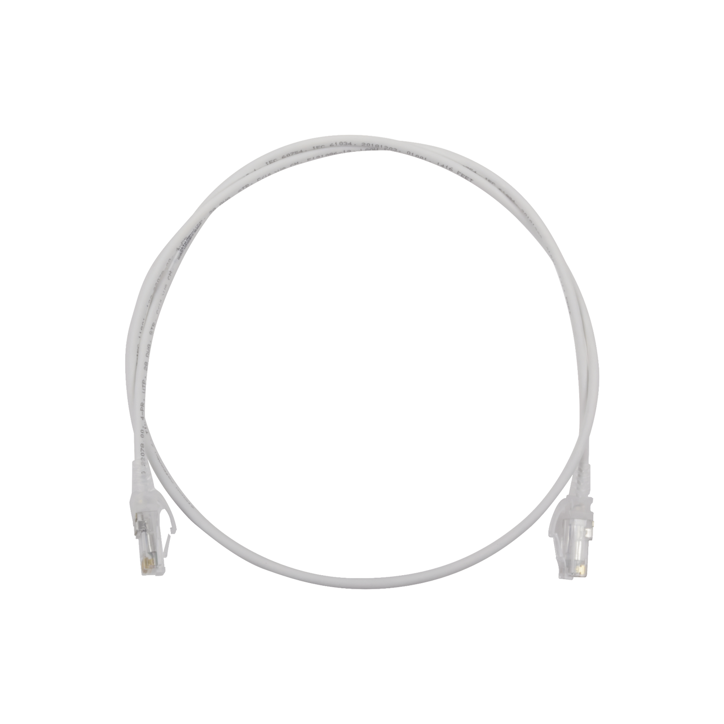 Patch Cord MC6 Modular Cat6 UTP, CM/LS0H, 0.91 Metros (3 Pies), Color Blanco, Diámetro Reducido (28AWG)