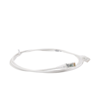 Patch Cord MC6 Modular Cat6 UTP, CM/LS0H, 1.52 Metros (5 Pies), Color Blanco, Diámetro Reducido (28AWG), Versión Bulk (Sin Empaque Individual)