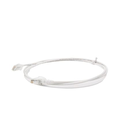 Patch Cord MC6 Modular Cat6 UTP, CM/LS0H, 1.52 Metros (5 Pies), Color Blanco, Diámetro Reducido (28AWG), Versión Bulk (Sin Empaque Individual)