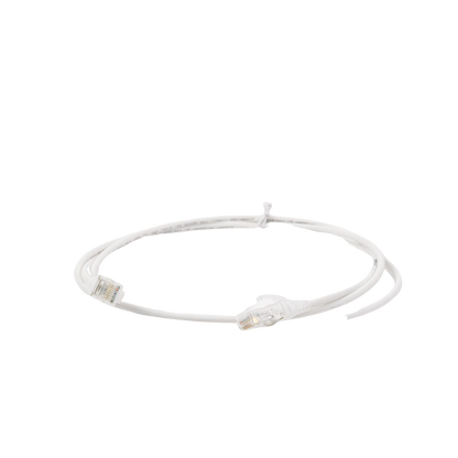Patch Cord MC6 Modular Cat6 UTP, CM/LS0H, 1.52 Metros (5 Pies), Color Blanco, Diámetro Reducido (28AWG), Versión Bulk (Sin Empaque Individual)