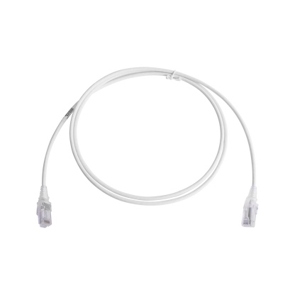 Patch Cord MC6 Modular Cat6 UTP, CM/LS0H, 1.52 Metros (5 Pies), Color Blanco, Diámetro Reducido (28AWG), Versión Bulk (Sin Empaque Individual)