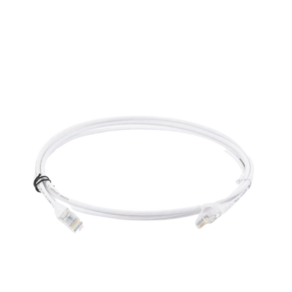Patch Cord MC6 Modular Cat6 UTP, CM/LS0H, 2.13 Metros (7 Pies), Color Blanco, Diámetro Reducido (28AWG), Versión Bulk (Sin Empaque Individual)