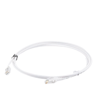 Patch Cord MC6 Modular Cat6 UTP, CM/LS0H, 2.13 Metros (7 Pies), Color Blanco, Diámetro Reducido (28AWG), Versión Bulk (Sin Empaque Individual)